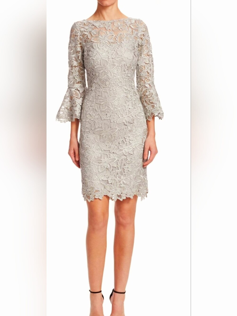 Teri John Elegant Lace Bell-Sleeve Dress